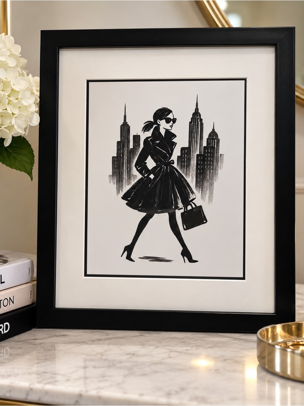 Saks Fifth Avenue Black Gallery Frame 11x14 Matted for 8x10 Photo New